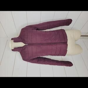 Style Me small petite burgundy purple lightweight puffer jacket